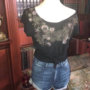 Floral and Sequin Detail T shirt